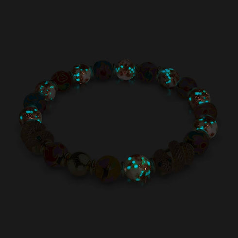 Bracelet serpent en verre avec motif de dragon nuageux | Lotus en émail | Luciole blanche